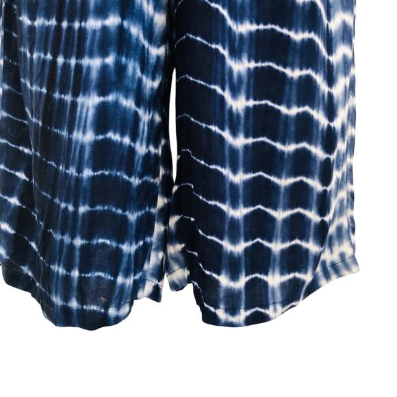 Shein Navy White Tie Dye Palazzo Jumpsuit Plunge Neckline Twisted Knot Front - Picture 5 of 16